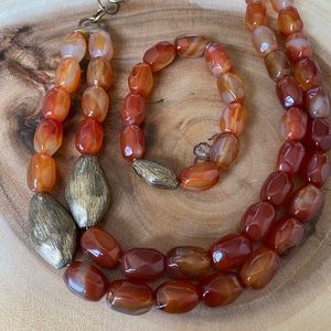 HSN Elements by Nest - carnelian double strand necklace & bracelet Retail $500